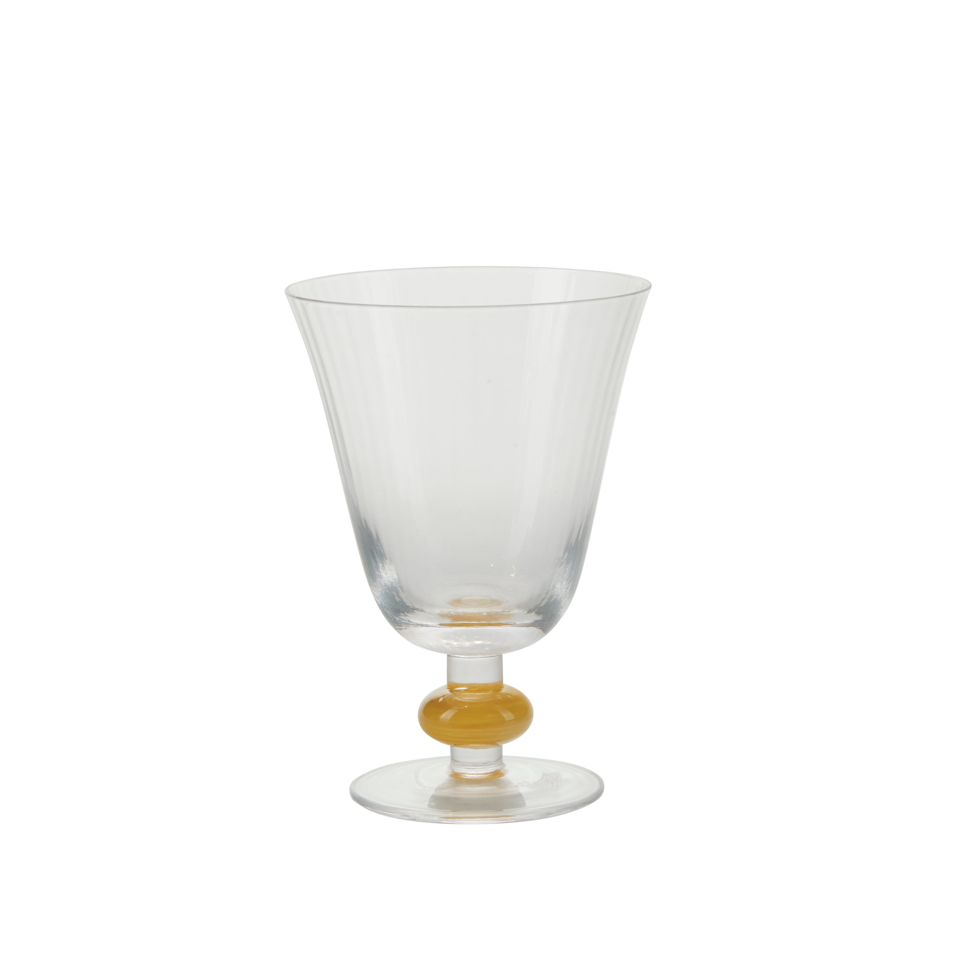 Garden drikkeglas på fod, klar/gul - H13,5 cm.